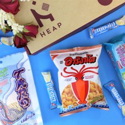 Heap brand box with blue snacks