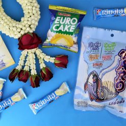 Thai snacks with blue packagings