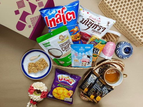 Assorted local Thai snacks of Heap Brand authentic Thai snack subscription box