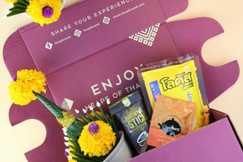 Heap Brand's Loy Krathong theme snack box with curated snacks from Thailand