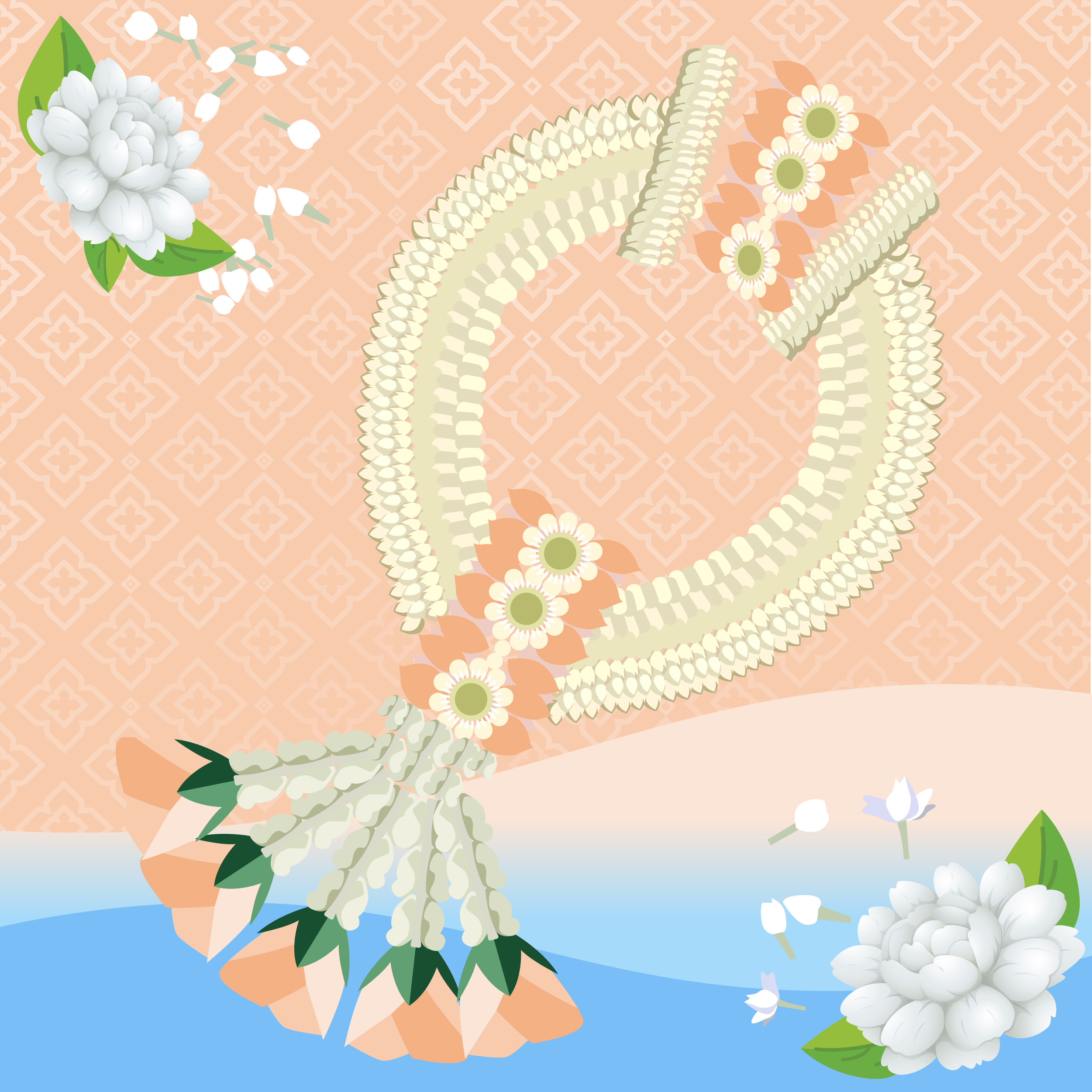 white jasmine flower garland is symbolic of Thai mother's day. Jasmine flower represents pureness and eternal love