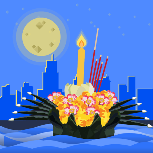Krathong, decorated floats, is released into rivers in Thailand during Loy krathong festival in November