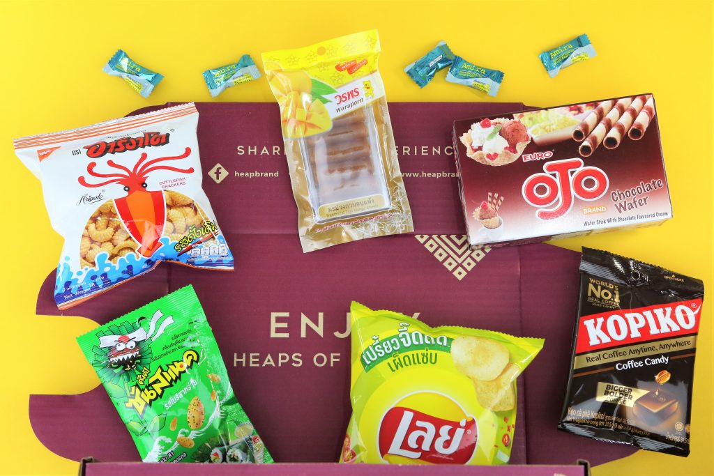 curated snack box from Heap Brand contains local Thai snacks