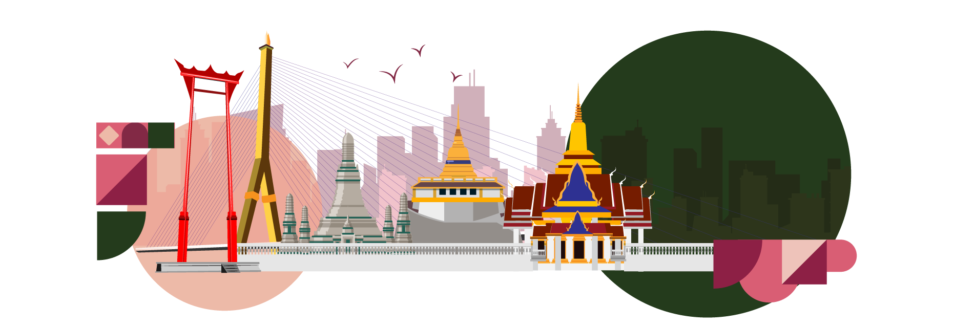 Bangkok and Thailand landscape of famous tourist attractions