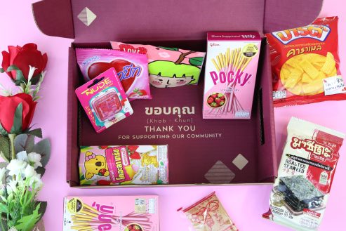 valentine themed snack box with curated thai snacks