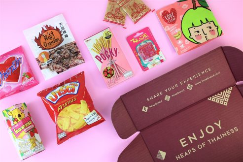 curated pink thai local snacks
