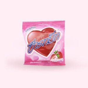 heart shaped thai candy in heap brand thai snack box