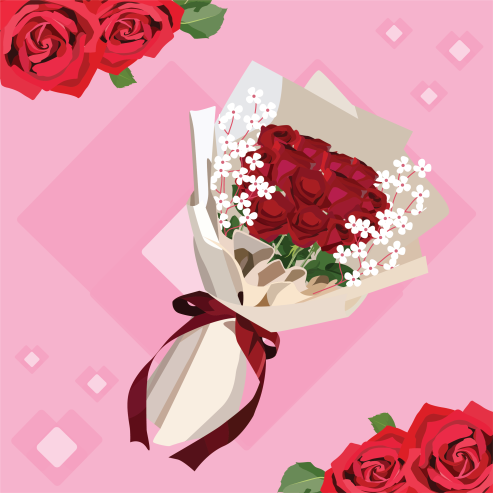 valentine's day is represented by roses and red flowers