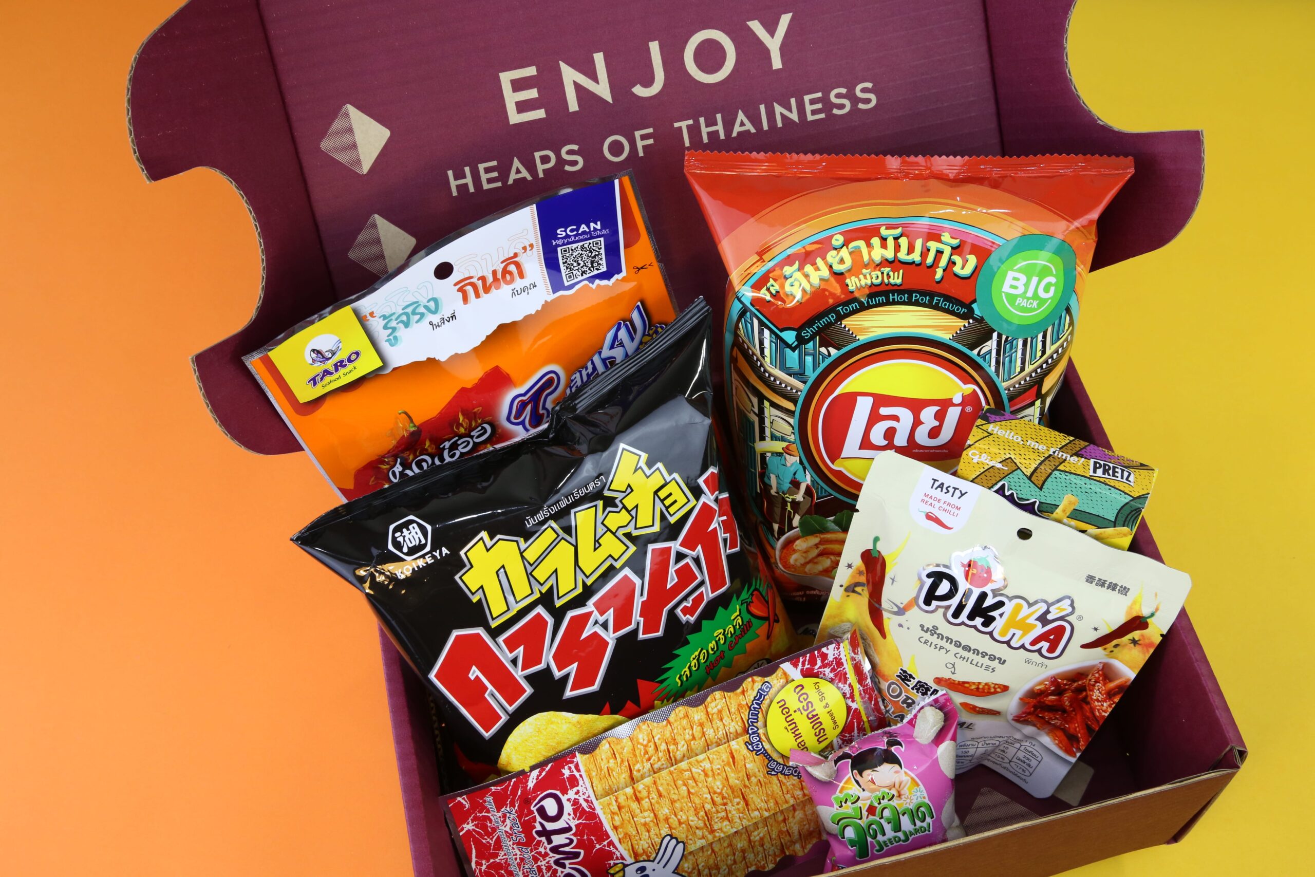 Heap brand snack box with spicy thai snacks